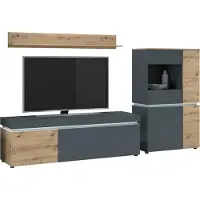 Wójcik Wohnwand Luci Anbauwand 3-teilig eiche artisan grau