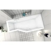 ECOLAM raumsparende Badewanne Eckbadewanne Rechteck Wanne IN-Besco 170x75 RECHTS Schürze Ablaufgarnitur Füße Silikon