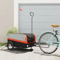 vidaXL "im Angebot" Fahrradanhänger für Haustiere - mit Wetterfester Bezug - Schwarz und Orange 45 kg Eisen - Fahrradanhänger CC25220