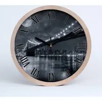 Tulup Holzuhr 20fi cm wanduhr - schwarze Spitzen - Brooklyn Brücke