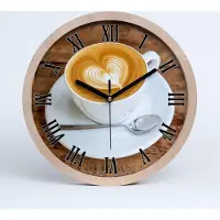 Tulup Holzuhr 30fi cm wanduhr - schwarze Spitzen - Kaffee wiliżance
