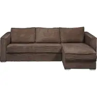 Vente-unique Eckschlafsofa mit Matratze - Ecke wechselbar - Cord - Braun - Liegefläche mit Lattenrost mit breiten Latten 140 cm - Matratze 18 cm - LORETO