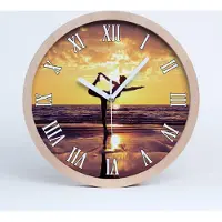 Tulup Holzuhr 20fi cm wanduhr - weiße Spitzen - Yoga am Strand