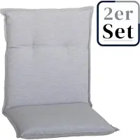 Green Spirit 2er Set Niedriglehner Auflage Taipeh, Motiv - Uni, grau, 98x46x6cm
