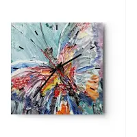 ARTTOR Wanduhr - Quadrat - Glasuhr - Vogel Natur Farbe - 40x40cm - Schleichendes Uhrwerk - Lautlos - zum Aufhängen bereit - Dekoration Modern - Wanddekoration aus Glas - C3AC40x40-3594
