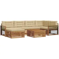 vidaXL Outdoor-Sofagarnitur 7 stk. Natur und Beige