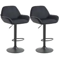 CLP 2er Set Barhocker Braga Samt schwarz schwarz