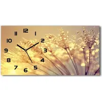 Tulup Wanduhr aus Glas – 60x30 cm - Glasbild - Glasuhr - Gehärtetes Glas - schwarze-zeiger - Löwenzahn Samen