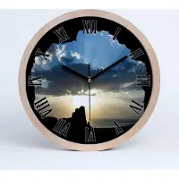 Tulup Holzuhr 30fi cm wanduhr - schwarze Spitzen - Sonnenuntergang