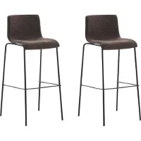 DELUKE 2er Set Barhocker TENAR - Stoff Braun 43x48x100 cm Schwarz | Barstuhl Mit Lehne Tresenhocker Tresenstuhl Kneipenhocker Kneipenstuhl