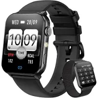 Blackview Herren Damen, Bluetooth-Anrufe/LED-Leuchten/2 Armbänder (Silikon/Nylon), Sportuhr mit Puls-Schlaf-Schritte-Kalorien-Kilometer-Monitor, 350mAh (6+ Tage