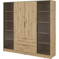 Masseno Drehtürenschrank CATERINA 206 cm Kleiderschrank Schlafzimmer Schrank 4-türig Eiche Artisan