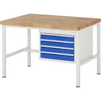 RAU Werkbank mit 4 Schubladen - Vollauszug - 90:4 - 840 x 1.250 x 900 mm (HxBxT) - Traglast 1.250 kg - Buche