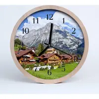 Tulup Holzuhr 30fi cm wanduhr - Berglandschaft