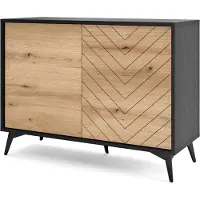 Masseno Kommode DIAMANTE 104 cm Sideboard mit 2 Türen für Wohnzimmer Schlafzimmer Modern 104x39x77 cm Schwarz / Goldfarben