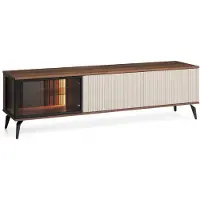 Masseno TV-Schrank TRAMONTO 180 cm Fernsehschrank mit 3 Türen TV-Lowboard für Wohnzimmer Modern 180x39x50 cm Nussbaumfarben / Kaschmir