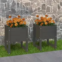 vidaXL "2026 Promotion" Hochbeet - Pflanzkübel - 2 Stk. - Blumenkasten - Grau 40x40x52,5 cm - Massivholz Kiefer - Beete CC28831