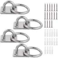 Markenlos Wandanker für Hängematte und Boxsack - Edelstahl 304 Ösenplatte mit Ring M6 Ösenplatten (40x35mm) - Robuste Befestigungshaken - Max. 70kg - Schraube im Lieferumfang enthalten