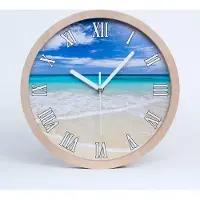 Tulup Holzuhr 30fi cm wanduhr - weiße Spitzen - tropischer Strand