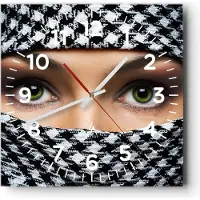 ARTTOR Wanduhr - Quadrat - Glasuhr - Schönheit Kultur Geheimnis - 40x40cm - Schleichendes Uhrwerk - Lautlos - zum Aufhängen bereit - Dekoration Modern - Wanddekoration aus Glas - C4AC40x40-2112