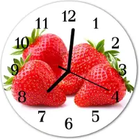 Tulup Glasuhr Wanduhr Küchenuhr Echt-Glas 30fi cm Erdbeeren rot