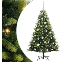 Syfax Künstlicher geflammter Weihnachtsbaum 150 LEDs Grün 150 cm