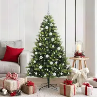 vidaXL "Schlussverkauf" Künstlicher geflammter Weihnachtsbaum(1 pc) - Kunstbaum/Tannenbaum - 150 LEDs Grün 150 cm C7509