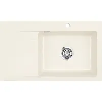 SYSTEMCERAM Spüle KeraDomo STEMA 86 SL in JASMIN Becken rechts mit Handbetätigung /