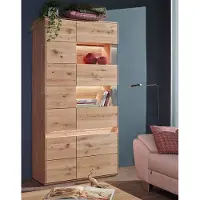 Lomadox Wohnwand in Eiche massiv geölt mit Couchtisch & LED-Beleuchtung, 5-teilig - WELLAND-69