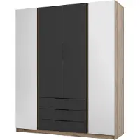 Masseno Drehtürenschrank CAGLIARI 200 cm Kleiderschrank Schlafzimmer Schrank 4-türig mit Spiegel Goldfarben