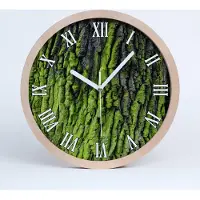 Tulup Holzuhr 30fi cm wanduhr - weiße Spitzen - Baumrinde