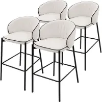 ML-Design Barhocker 4er Set Beige Stoffbezug 76 cm hoch Gepolsterte Barstühle mit Metallgestell Rückenlehne & Fußstütze Küchenstühle Bistrohocker