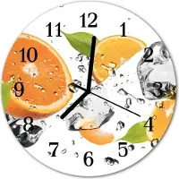 Tulup Glasuhr Wanduhr Küchenuhr Echt-Glas 30fi cm Orangen orange