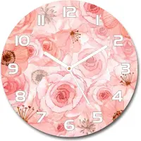 Tulup Wanduhr aus Glas 30fi Glasbild Glasuhr Gehärtetes Glas - weisse-zeiger - Floral pattern