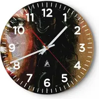 ARTTOR Wanduhr - Rund - Glasuhr - Pastos Porträt afrikanisch - 40x40cm - Schleichendes Uhrwerk - Lautlos - zum Aufhängen bereit - Dekoration Modern - Wanddekoration aus Glas - C4AR40x40-4674