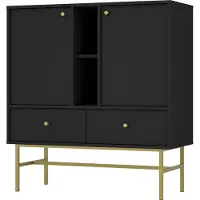 Masseno Kommode TORINO 100 cm Sideboard mit 2 Schubladen und 2 Türen für Wohnzimmer Schlafzimmer Modern 100x41x108 cm Graphitfarben / Graphitfarben