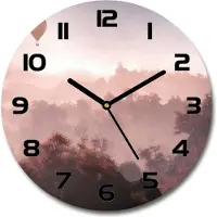 Tulup Wanduhr aus Glas 30fi Glasbild Glasuhr Gehärtetes Glas - schwarze-zeiger - Balloon over the forest