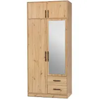 Masseno Drehtürenschrank VANO 100/190/56cm 2-türig mit Spiegel Eiche Artisan