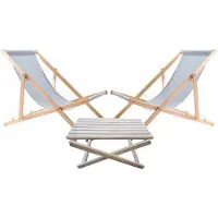 Woodok Liegestuhl mit Beistelltisch – 2-teiliges Gartenmöbel-Set aus Holz, weiß – Klappbar & wetterfest