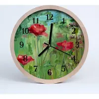 Tulup Holzuhr 20fi cm wanduhr - Mohnblumen