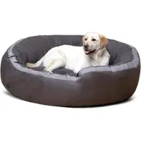Tierlando LANA Hundebett Hundesofa M L XL Velours MEGA DICK SUPERWEICH - Größe: 80x70cm | Farbe: 02 Graphit