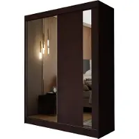 Masseno Schiebetürenschrank GRAZIA 150 cm Kleiderschrank Schlafzimmer Schrank 2-türig mit Spiegel Wengefarben