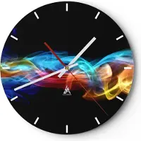 ARTTOR Wanduhr - Rund - Glasuhr - Abstrakt luft bunt figur - 40x40cm - Schleichendes Uhrwerk - Lautlos - zum Aufhängen bereit - Dekoration Modern - Wanddekoration aus Glas - C3AR40x40-2171