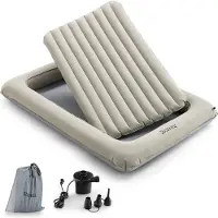 Costway Aufblasbares Kleinkind-Reisebett, Luftmatratzen-Set mit Elektrischer Pumpe, 2 in 1 Mehrzweck-Design, Tragbares Aufblasbett für 18-24 Monate Alte Kinder, Geeignet für Kinderzimmer, Schlafzimmer