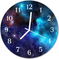 Tulup Glasuhr Wanduhr Küchenuhr Echt-Glas 30fi cm Sterne Himmel blau