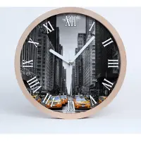 Tulup Holzuhr 25fi cm wanduhr - weiße Spitzen - New York Taxi
