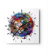 ARTTOR Wanduhr - Quadrat - Glasuhr - Abstraktion Tiger Skizze Dschungel - 30x30cm - Schleichendes Uhrwerk - Lautlos - zum Aufhängen bereit - Dekoration Modern - Wanddekoration aus Glas - C3AC30x30-2830