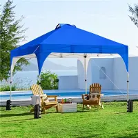Yaheetech Pop-up Pavillon 3x3m, Garten Faltpavillon Wasserdicht Partyzelt Zelt mit Tache für Sommer/Flohmarkt/Feste, Höhenverstellbar, Blau