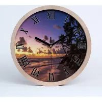 Tulup Holzuhr 25fi cm wanduhr - schwarze Spitzen - Westen am Strand