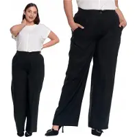 Moraj Elegante Damen Leinenhose mit hoher Taille, weit, modisch - S